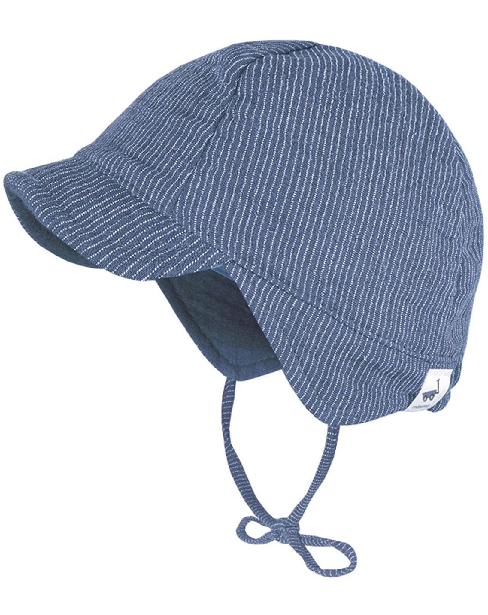 Baby-Mütze MUSSELIN BOY mit Ohrenschutz mit altindigo