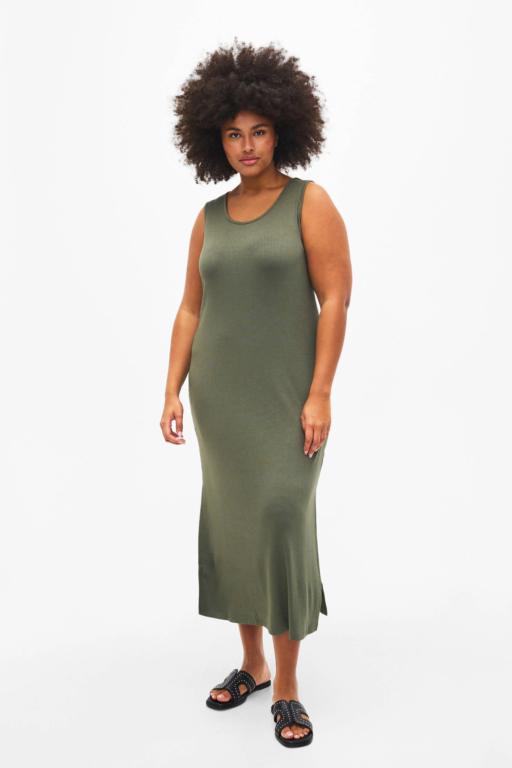 Zizzi maxi jurk VCARLY kaki
