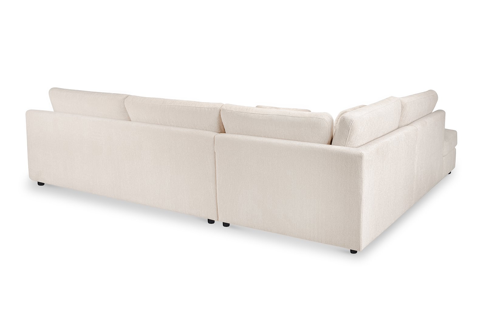 Roma hjørnesofa 3-seter med åpen ende høyre. Tekstil Raven 24 Light Beige med sorte ben