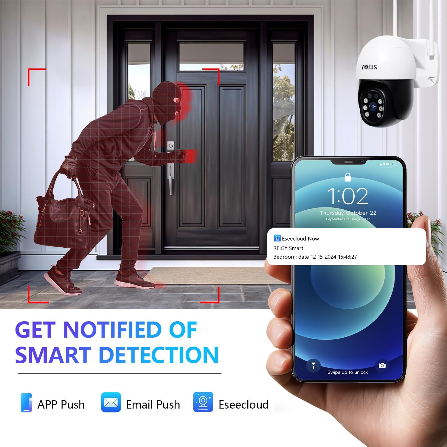 REIGY 5MP WLAN Überwachungskamera Set Aussen mit PT Kamera, Funk NVR Überwachungssystem, Outdoor Camera Kit Drahtlos mit Zwei-Wege-Audio Bewegungserkennung Farbige Nachtsicht