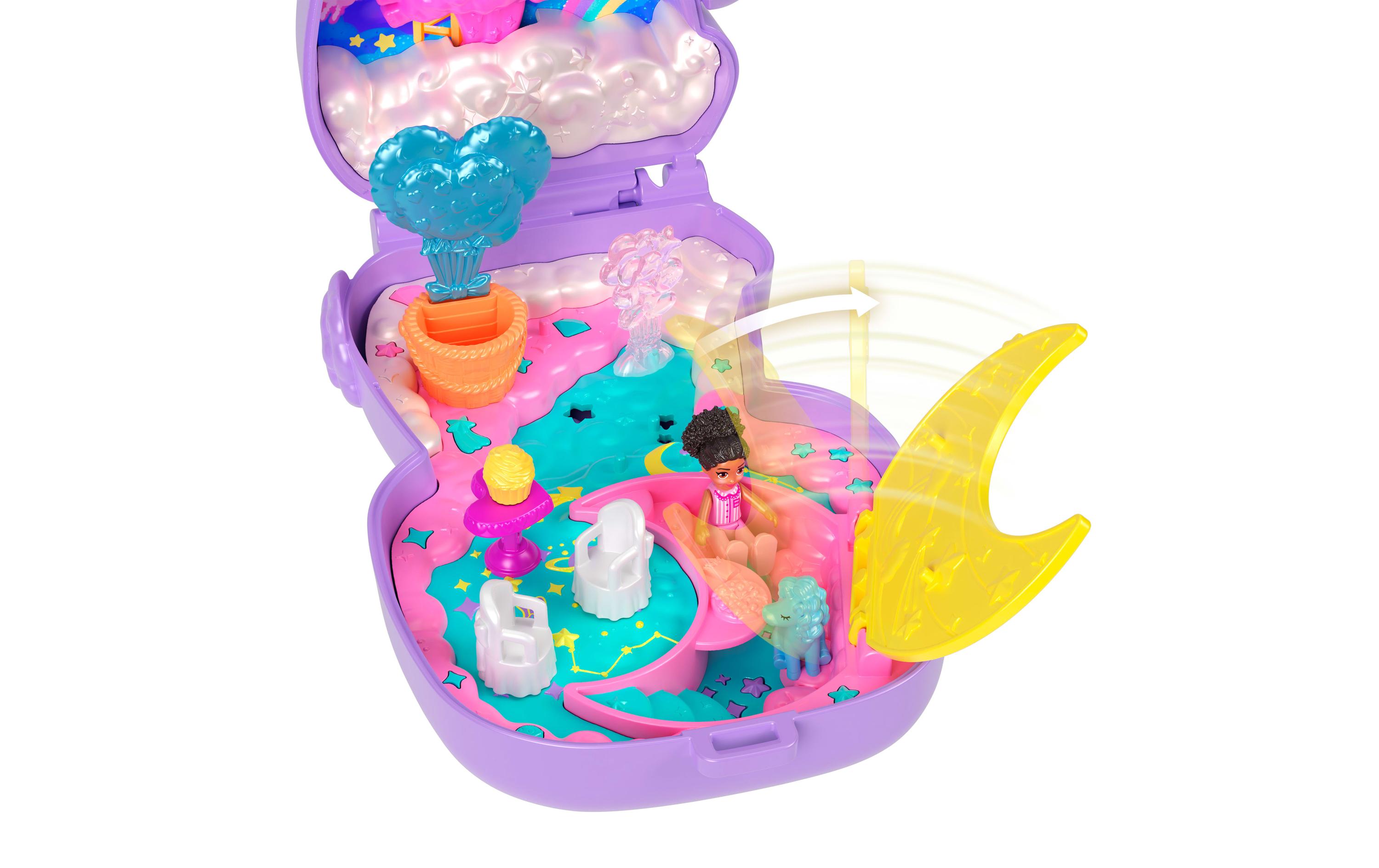 Spielset Lämmchen SchatulleSpielzeug-Set in zauberhafter Lamm-Form mit 1 Minipuppe und Haustier-Einhorn, Reisespielzeug mit Futter- und Styling-Zubehör