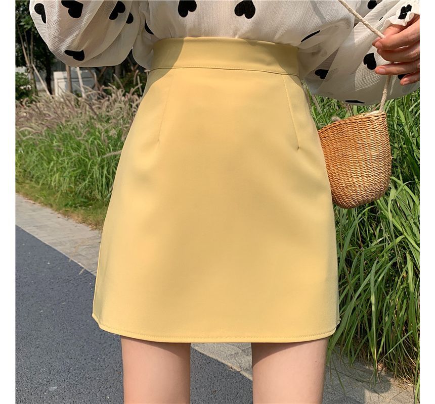 Seven Fairies - Hoge taille effen mini A-lijn rok