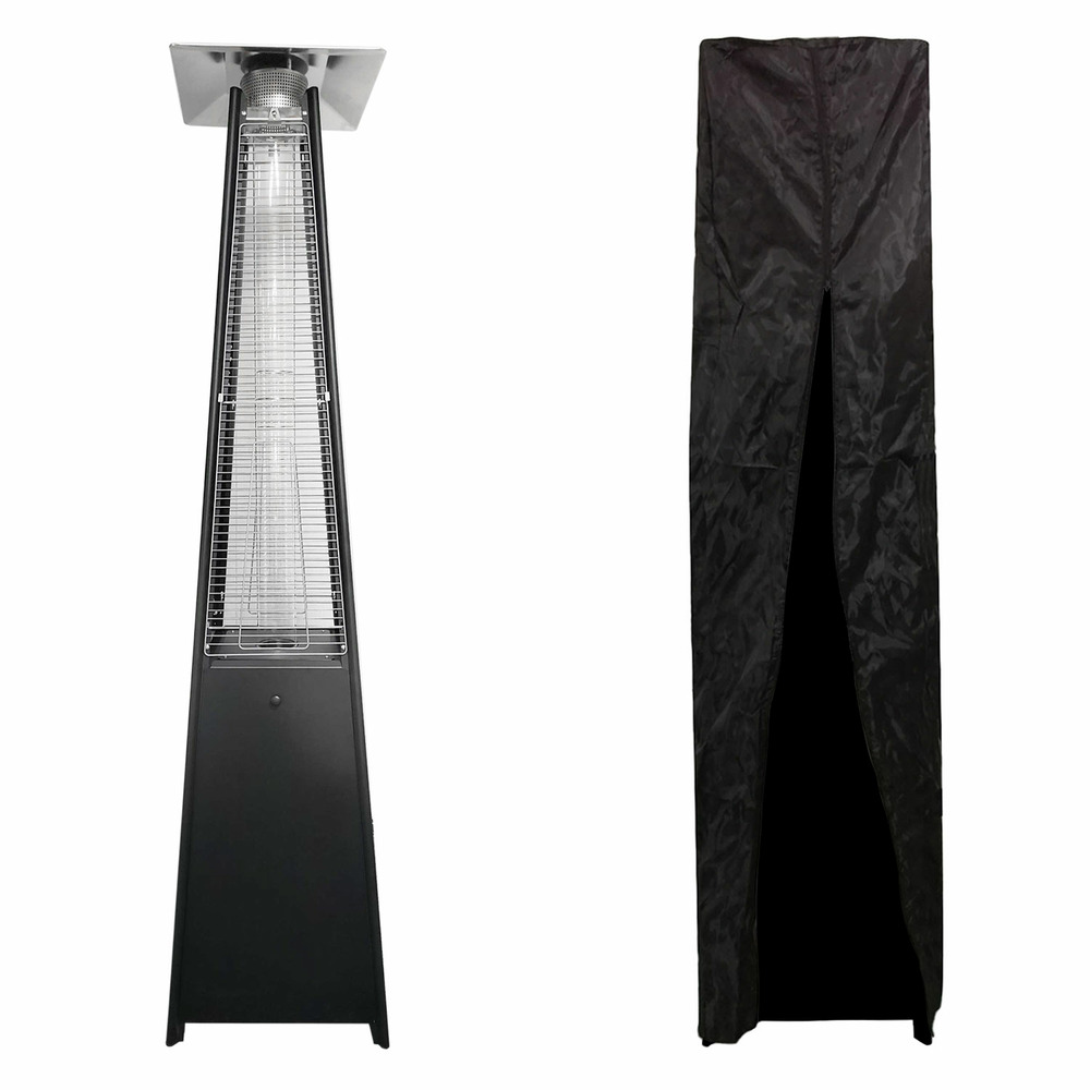 Parasol chauffant gaz stockholm 13kw acier noir + housse de protection