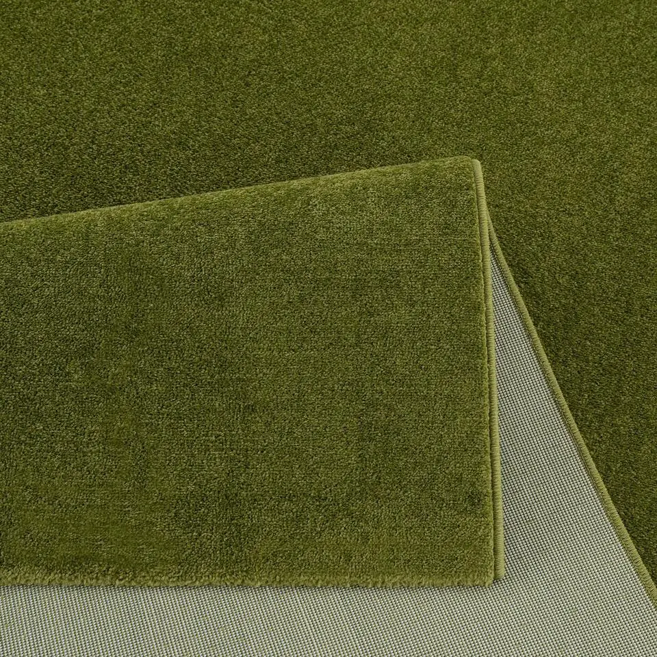 Uni Effen Laagpolig Vloerkleed Modern Groen - 160x230 CM