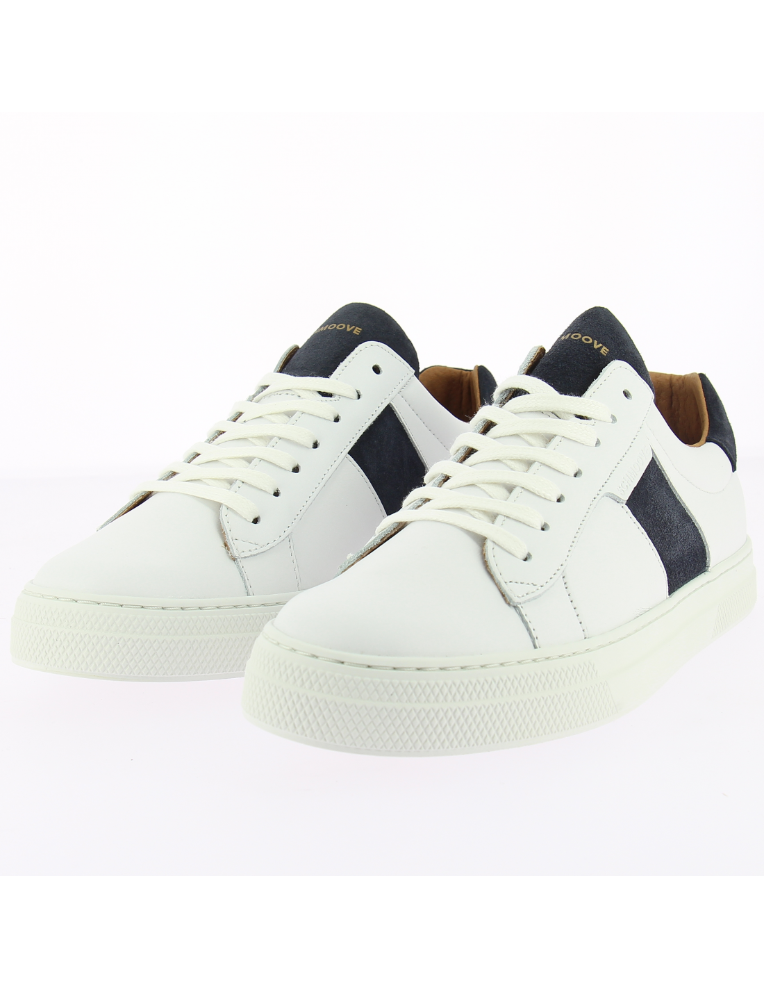 schmoove baskets de ville homme spark gang cuir blanc/noir
