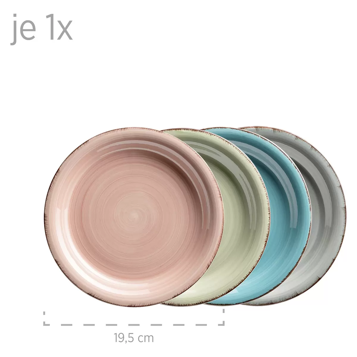 Geschirr-Set 16tlg. LUMACA blau,grün,rosa,türkis