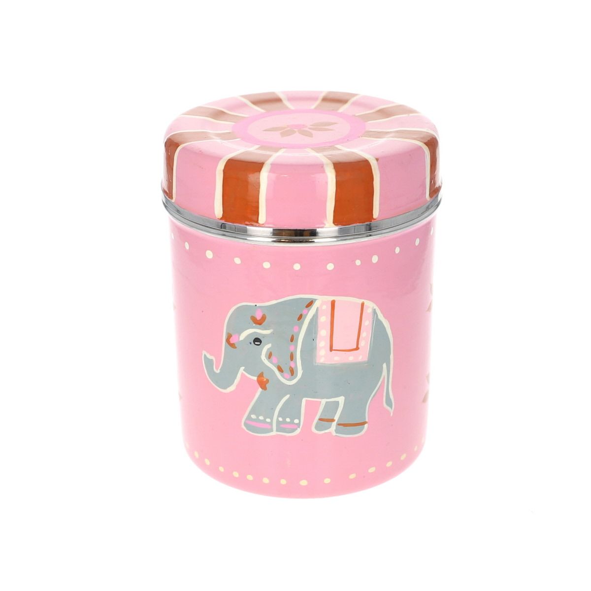 Boite cylindrique motifs Indiens éléphant Pondie Chérie