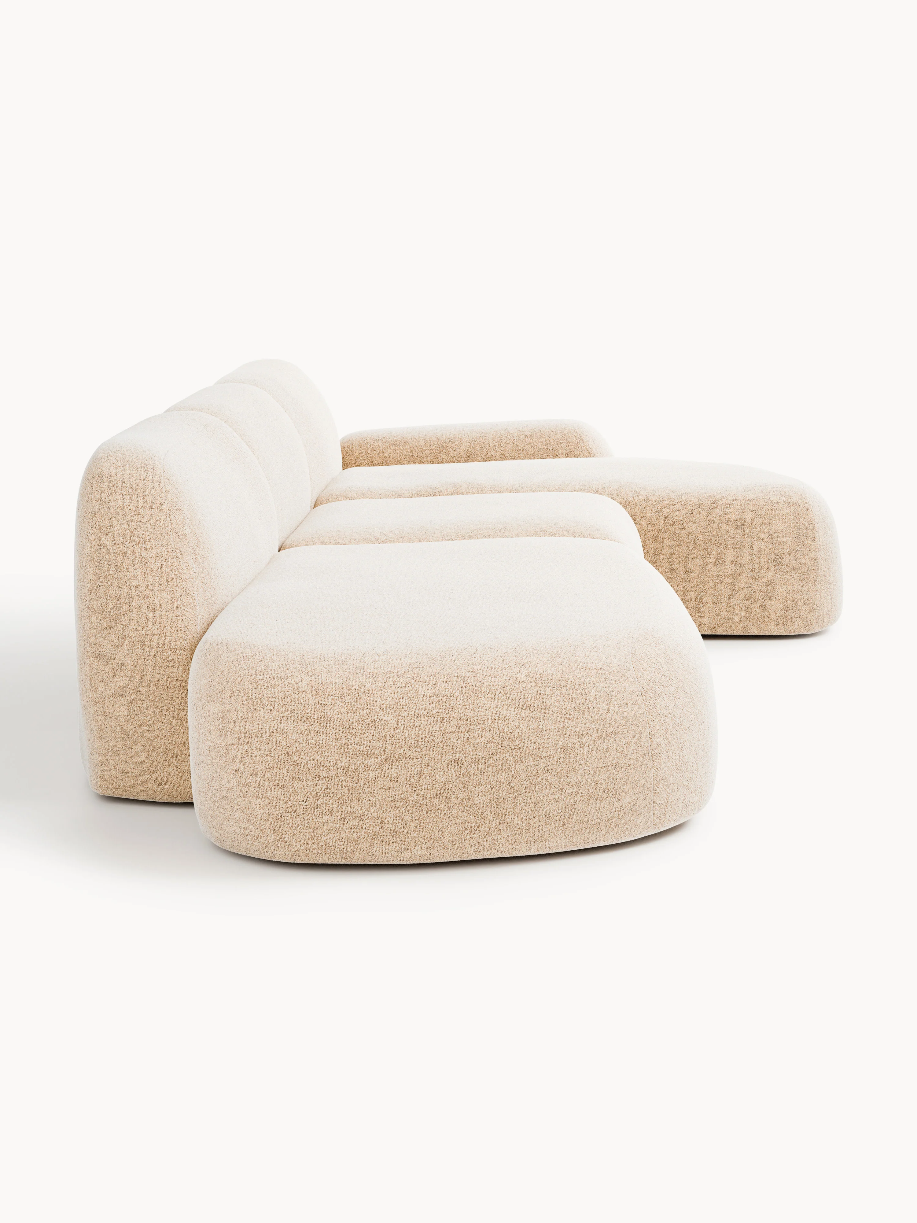 Modulaire bouclé hoekbank Wolke (4-zits) met chaise longue