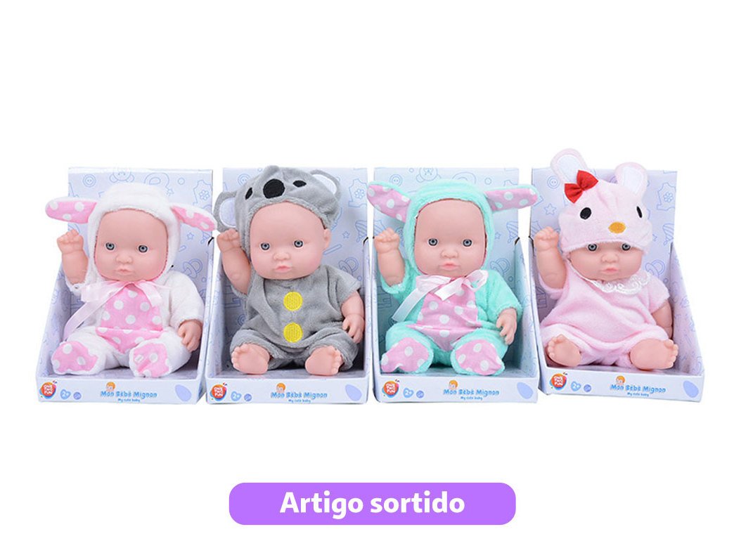 BONECO BEBÉ COM FATINHO ANIMAL ONE TWO FUN 20CM MODELOS SORTIDOS