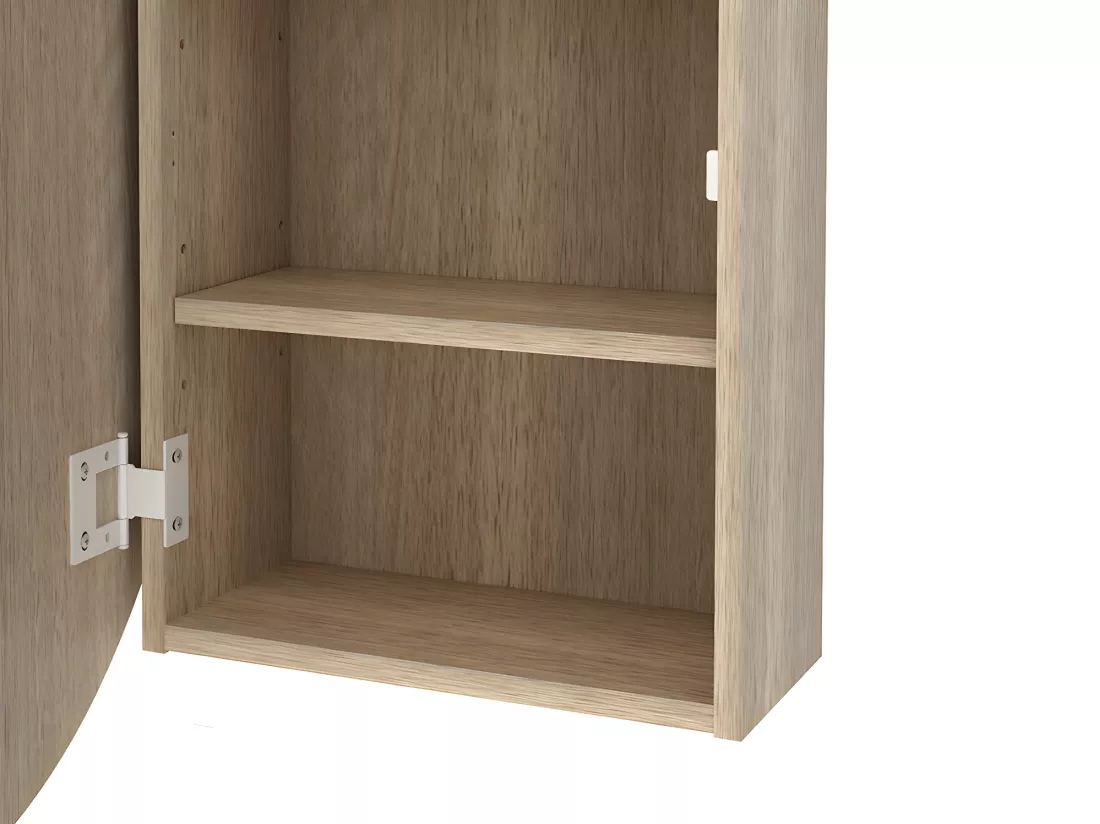 Armoire murale de salle de bain ovale avec miroir - Couleur chêne - RURI