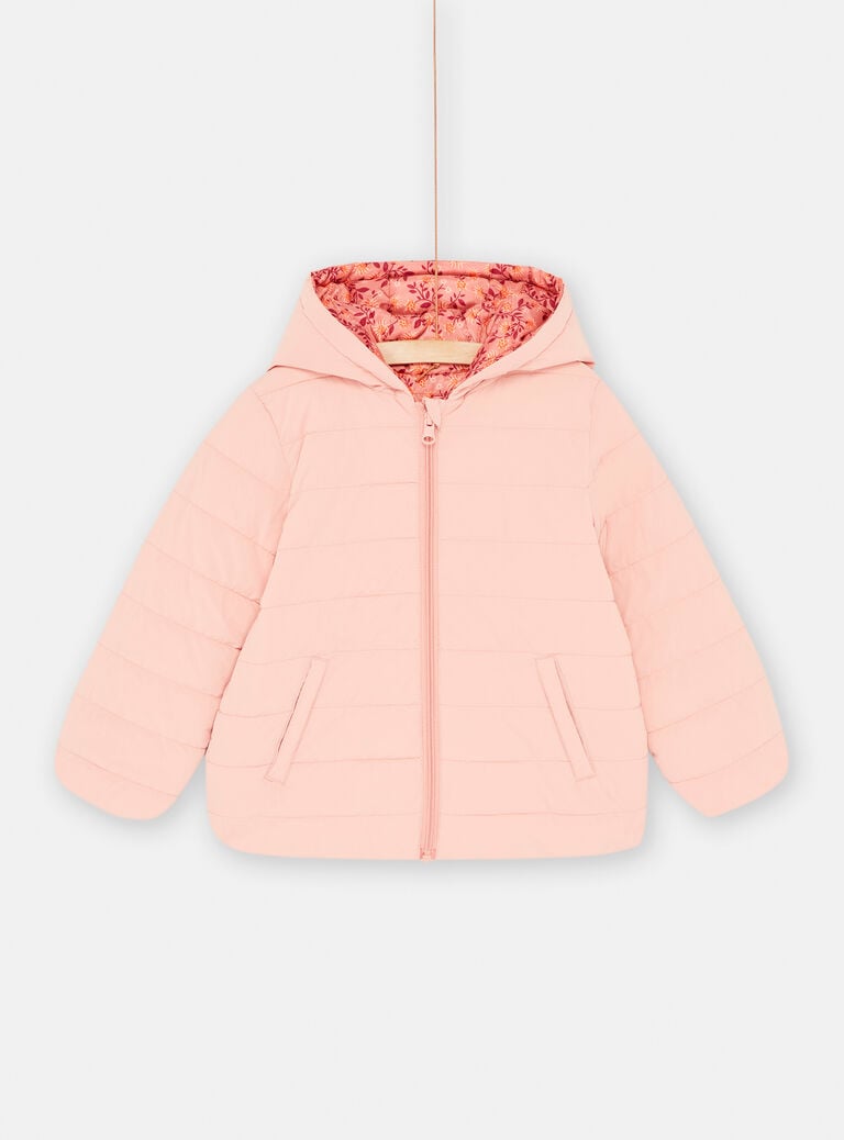 Doudoune à capuche réversible rose