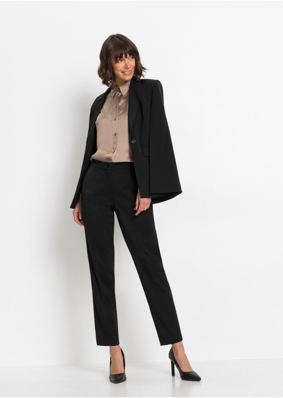 Pantalon avec empiècement en satin