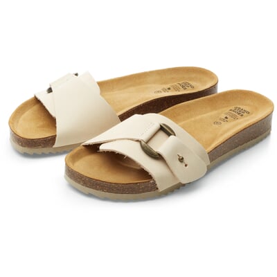 Damen-Lederpantolette, Creme
