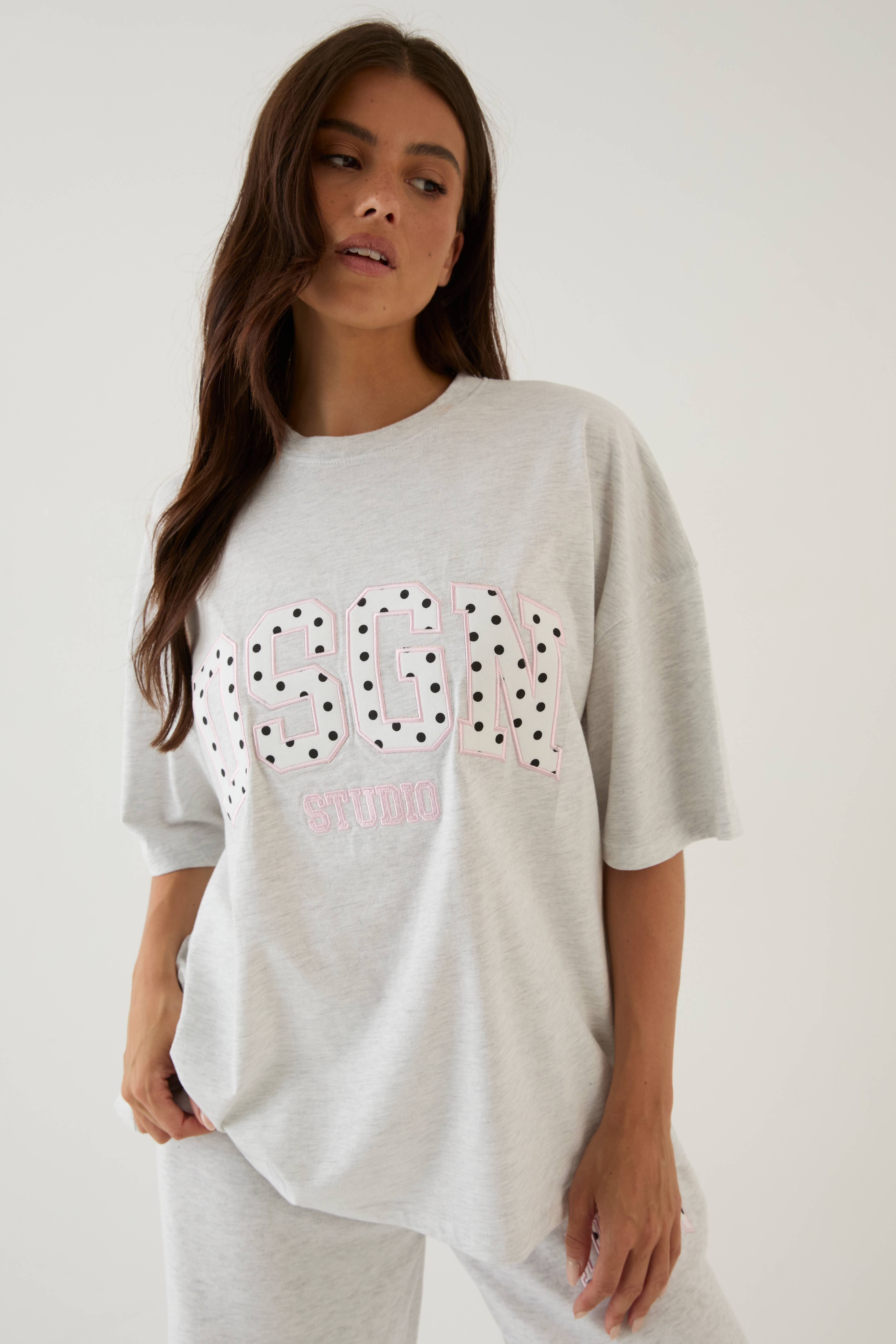 T-shirt Oversize À Appliqué À Pois Dsgn Studio