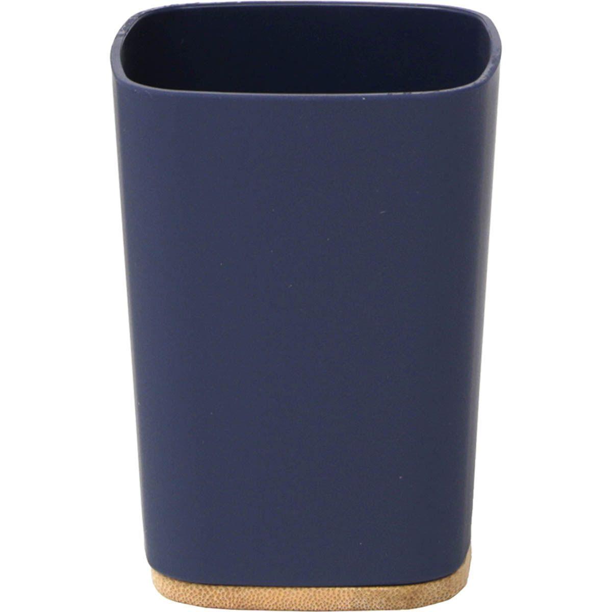 GOBELET RUBBER ET ABS ET BAMBOU 0.380L BLEU MARINE