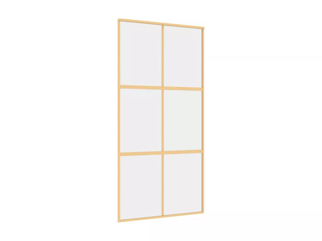 Porte coulissante doré 102,5x205cm verre ESG clair et aluminium