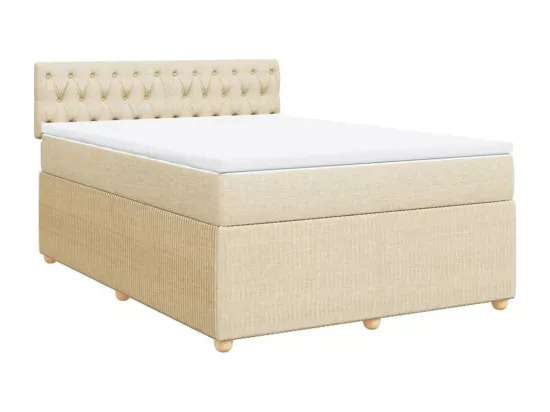 Sommier à lattes de lit avec matelas Crème 160x200 cm Tissu