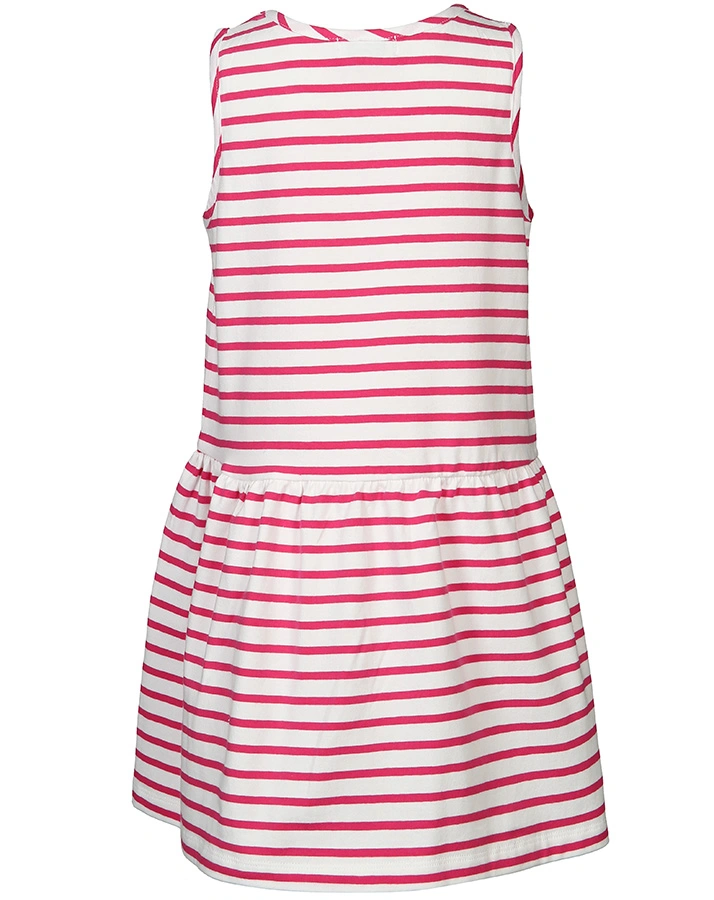 Jersey-Kleid GLITZER-SCHMETTERLING gestreift in weiß/pink