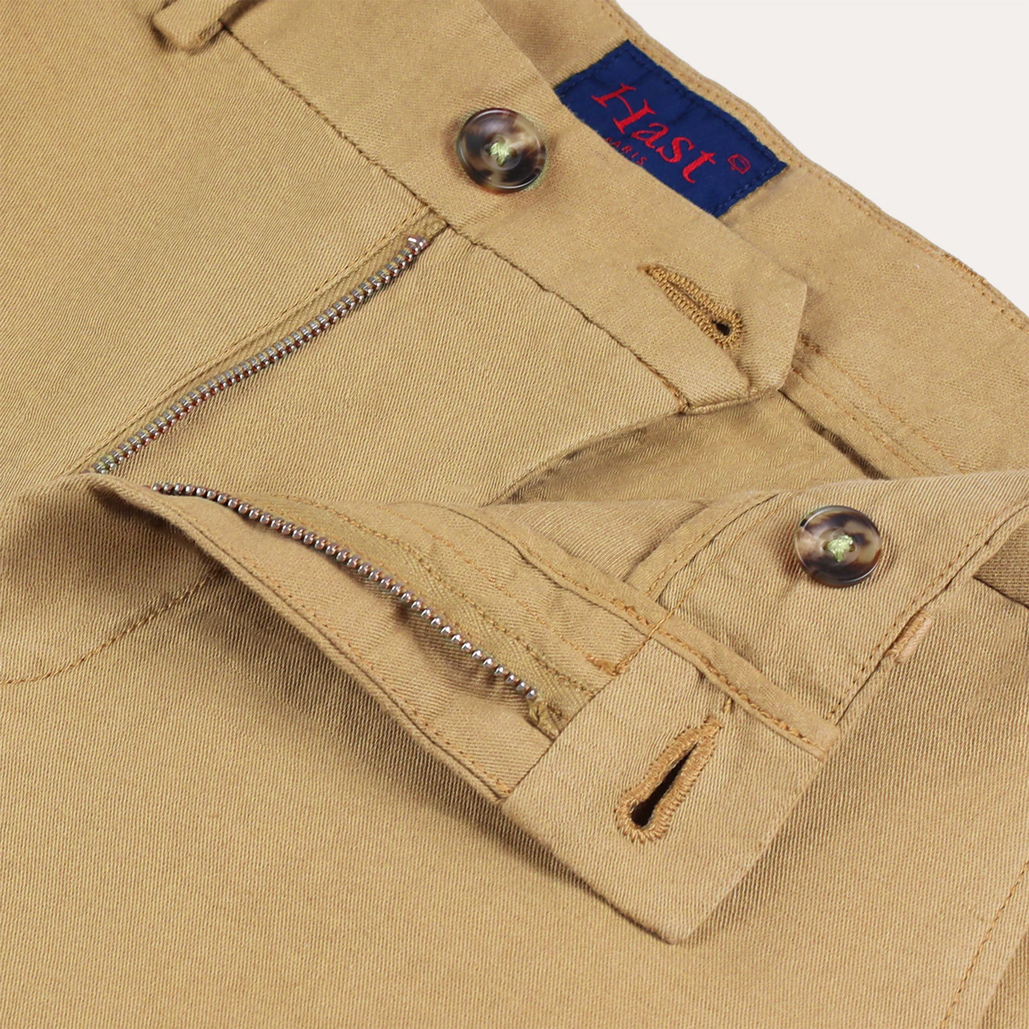 Camel cotton and linen shorts