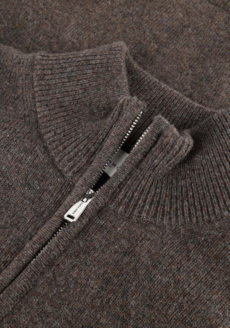 grijze profuomo trui pullover half zip wool blend