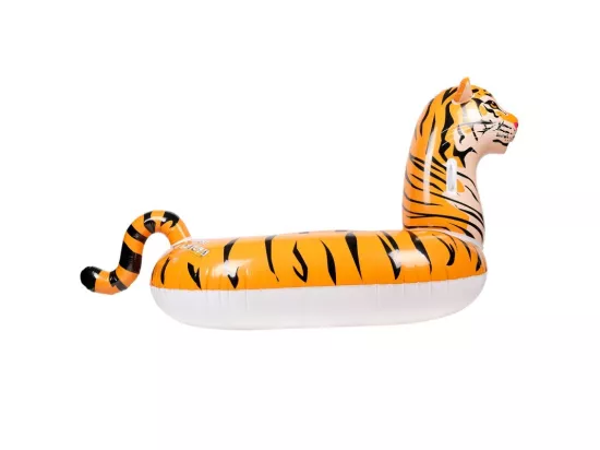 Bouée Gonflable XXL Chevauchable, Piscine & Plage, Flotteur Deluxe - Tigre - 150x105x100cm