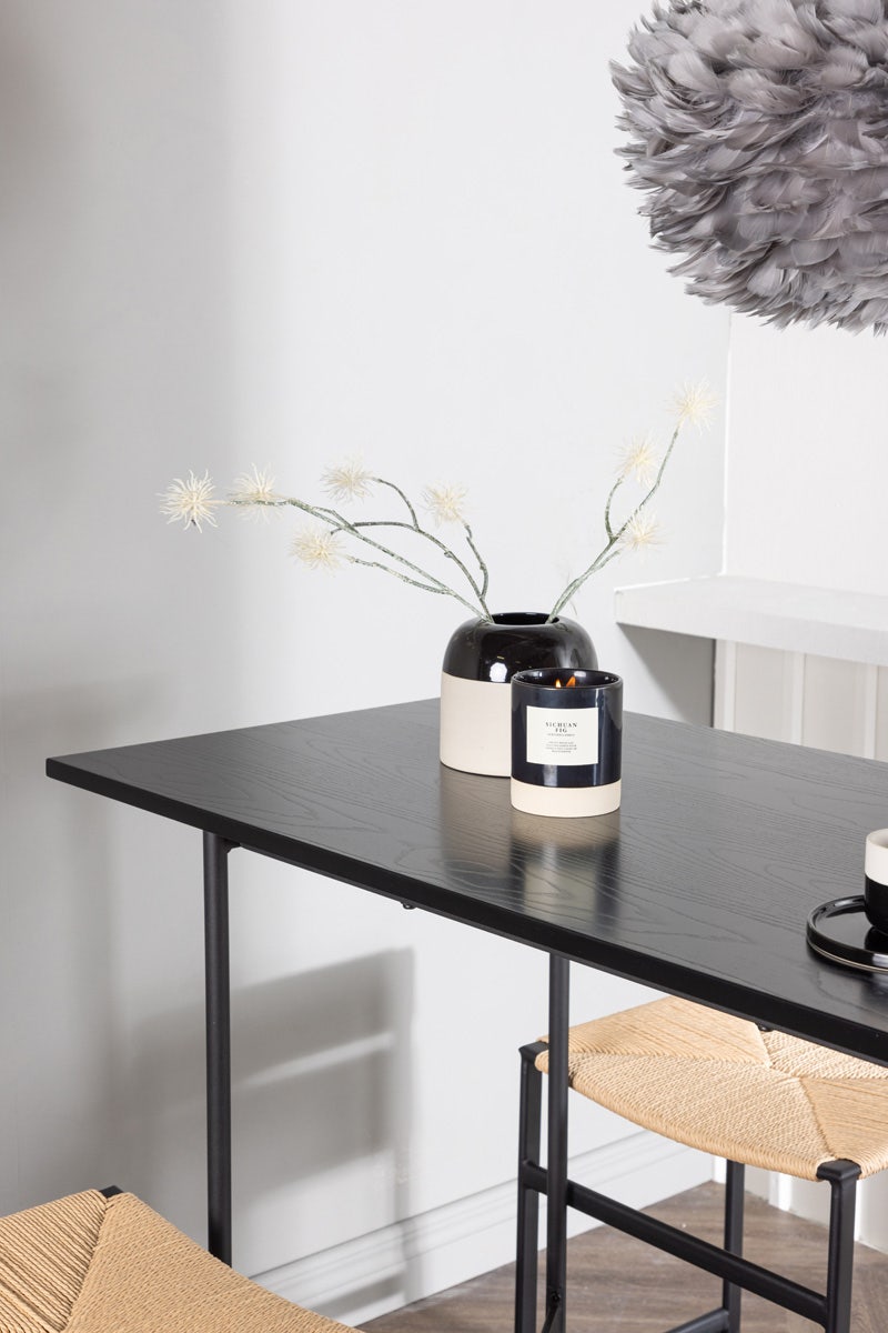 Nest living Roan metalen barkruk zwart - met rotan zitting - 66 cm