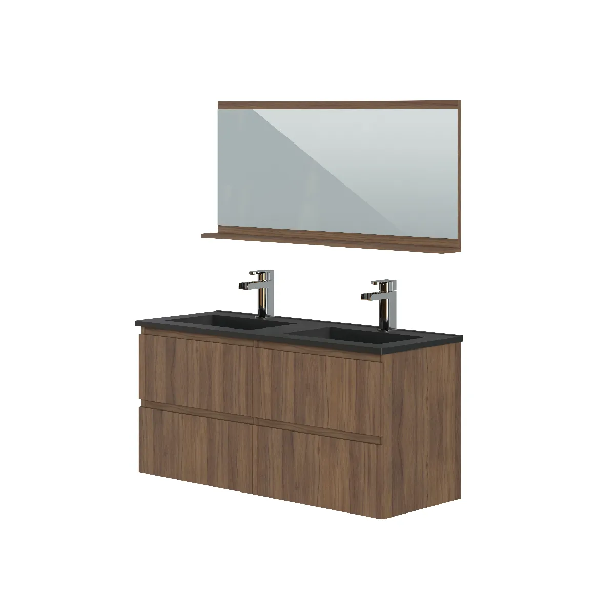 Pegane Meuble Bains Noyer/Noir