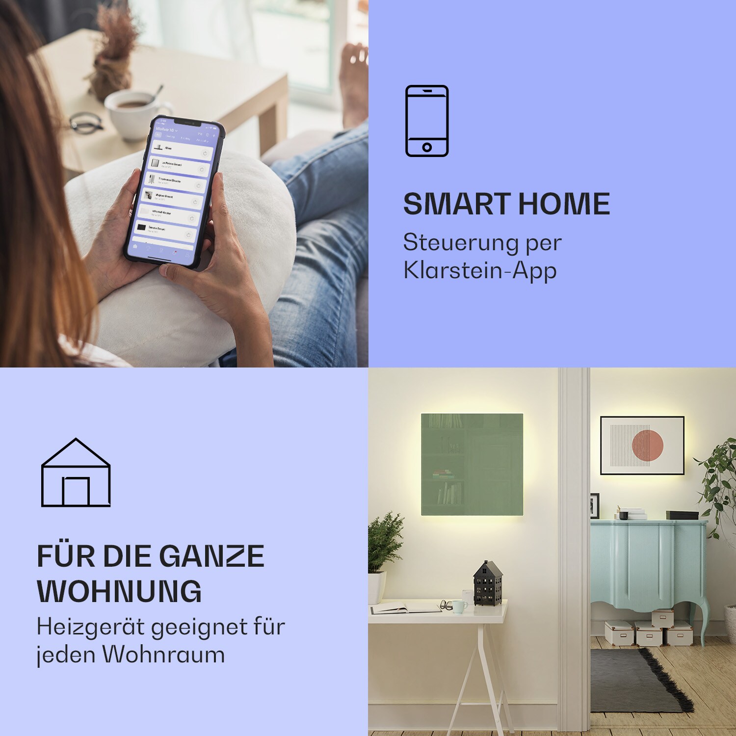 Mojave 500 smart 2-in-1 Heizgerät Infrarot Konvektor 60x60cm 500W RGB-Licht