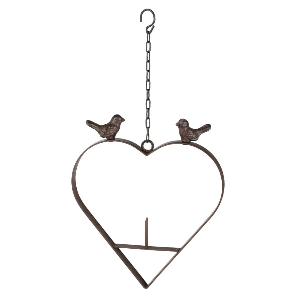 Mangeoire à oiseaux en forme de cœur 23,5 cm marron