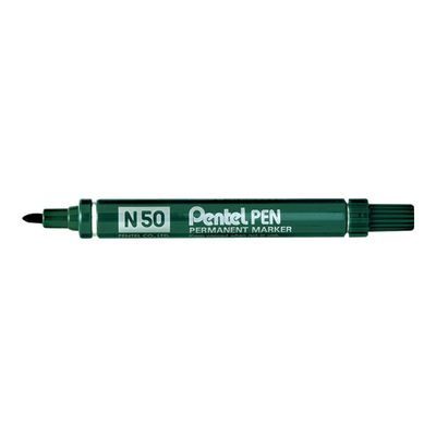 Pentel PEN N50 - Pack de 4 marqueurs permanents - pointe ogive - noir, bleu, rouge et vert