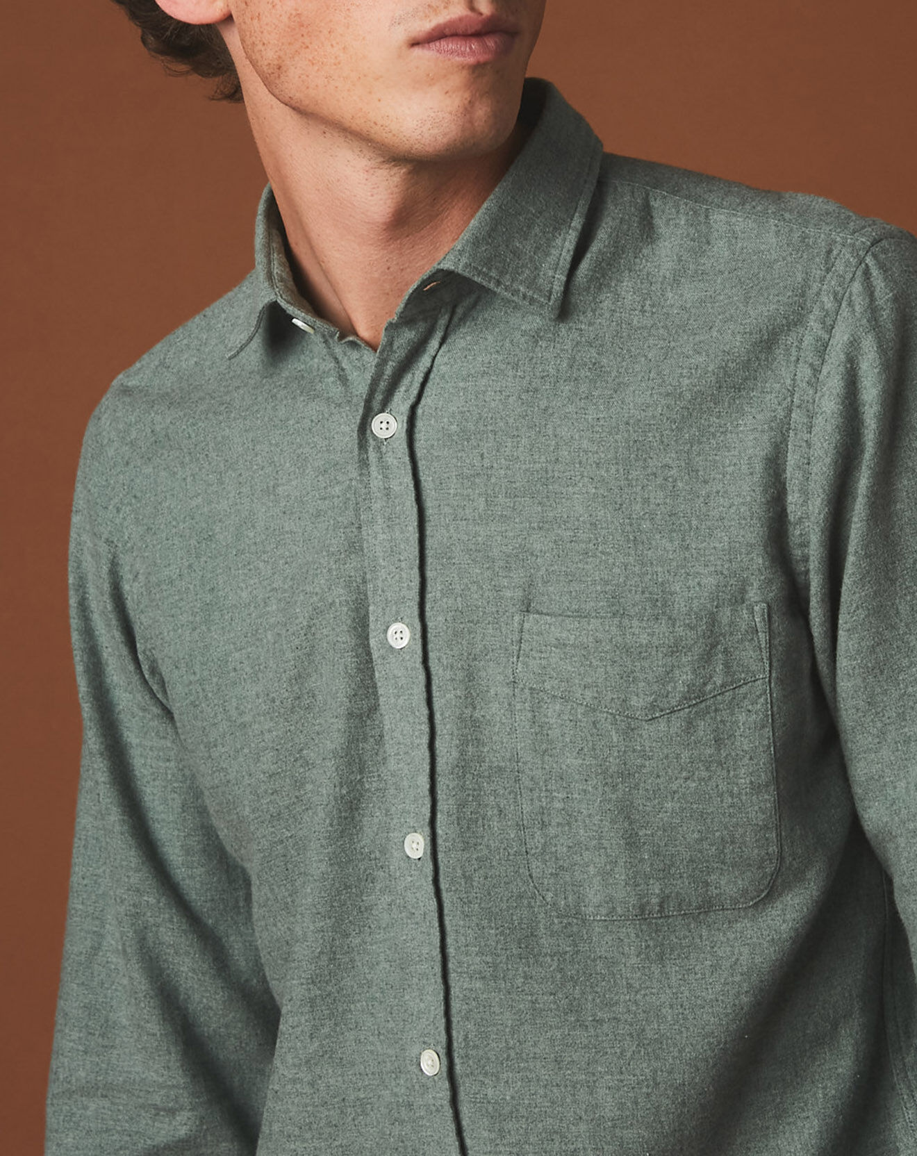 Hartford Chemise en Flanelle slim Storm amande