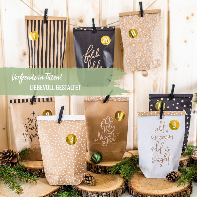 Adventskalender-Bastelset - schwarz/natur
