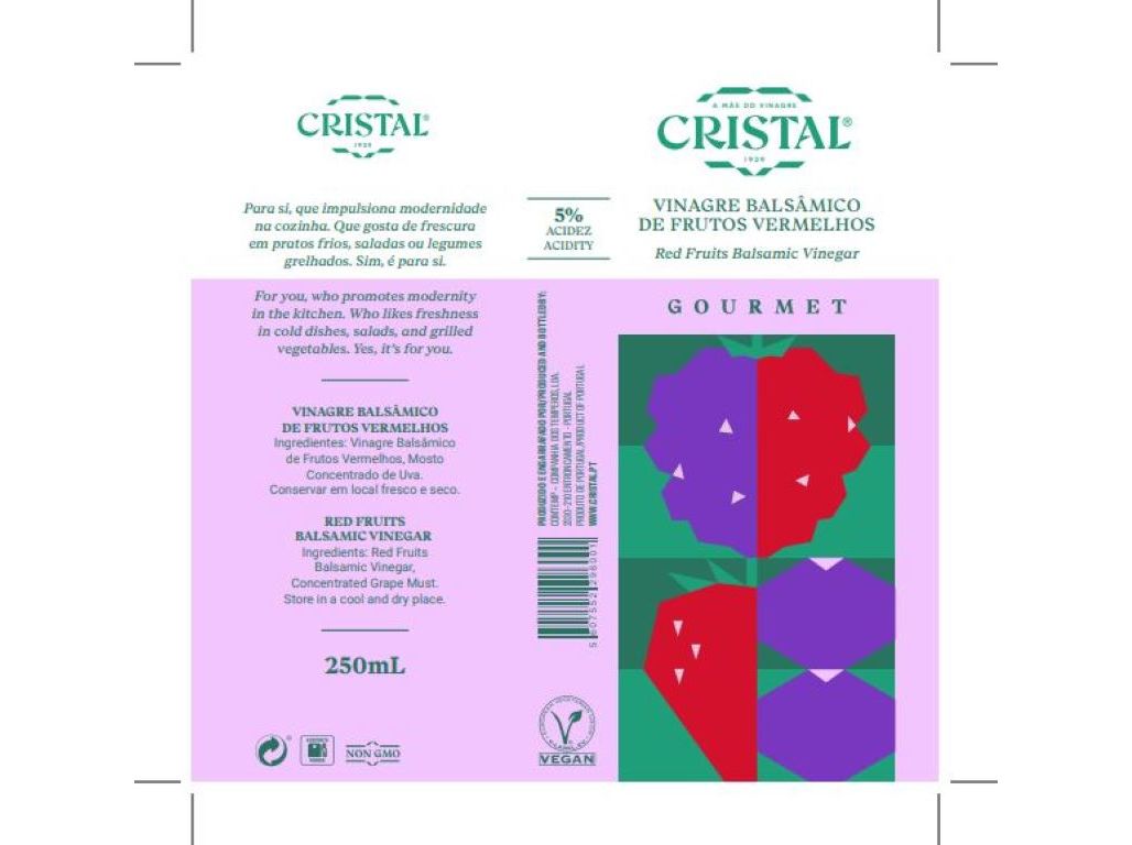 VINAGRE BALSÂMICO CRISTAL FRUTOS VERMELHOS 250ML