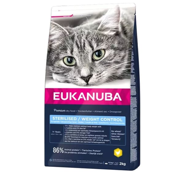 Voksen med kylling sterilisert / vektkontroll 2 kg, Eukanuba
