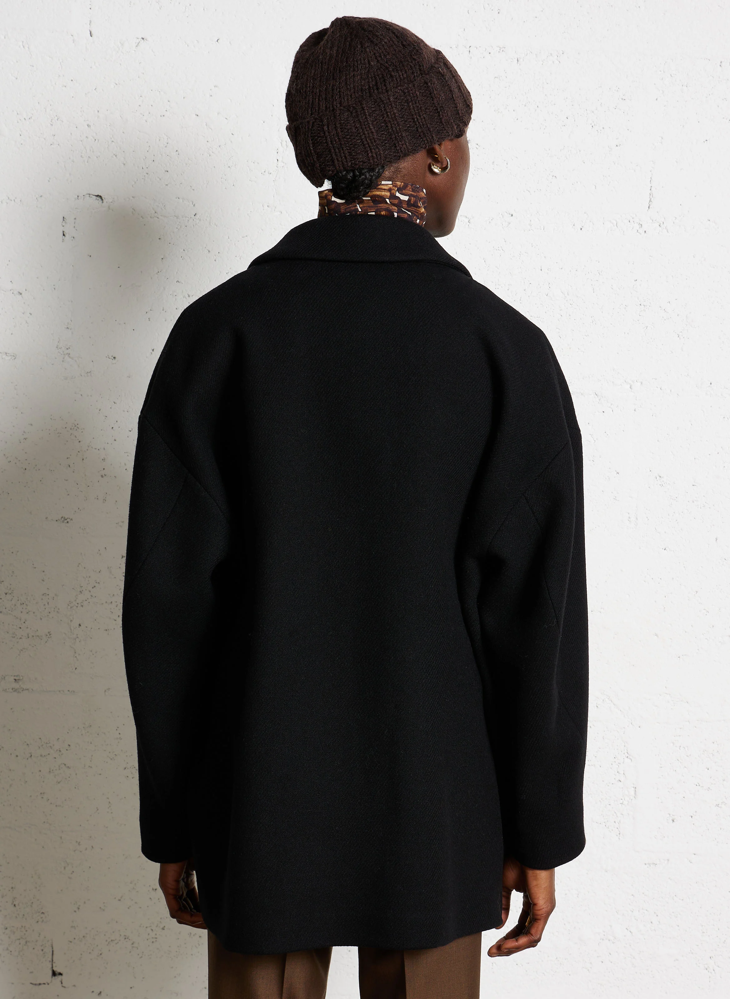 SALFORD - Manteau long tweed en laine| Noir