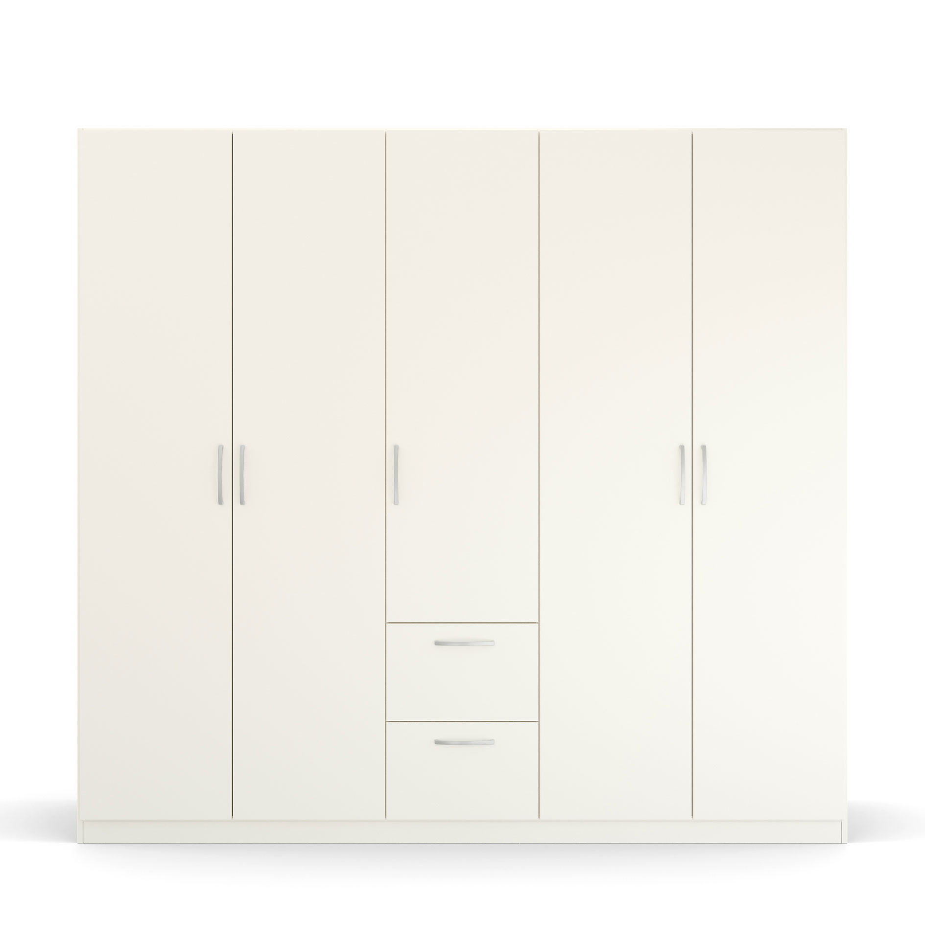 Drehtürenschrank - alpinweiß - 5-türig - 2 Schubkästen - 226 cm
