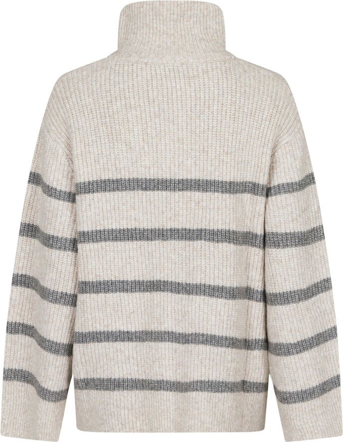 Neo Noir Nevena Stripe Knit Blouse Sand/grey