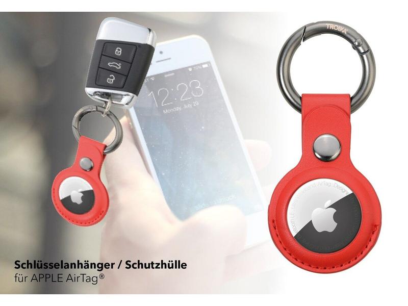 Troika Schlüsselanhänger AirTag Cover Rot Schutzhülle für Apple Air Tag Ortungsknopf