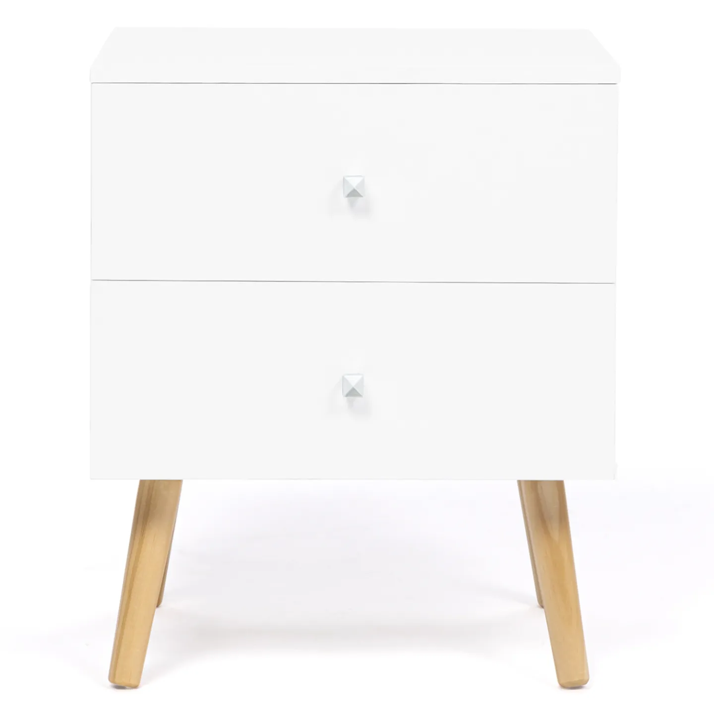 Lot de 2 tables de chevet EMMIE scandinaves 2 tiroirs blanc