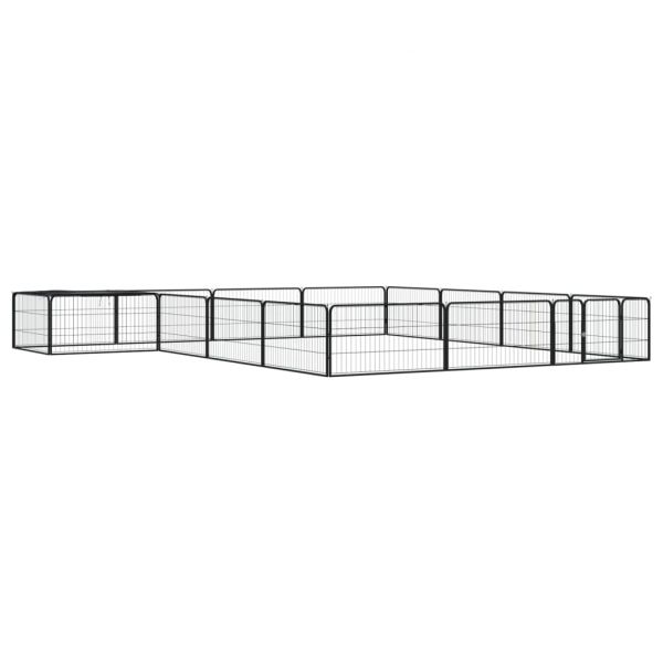 Parque Cães com 16 Painéis 100x50 cm Aço Revestido a Pó Preto - 3115978