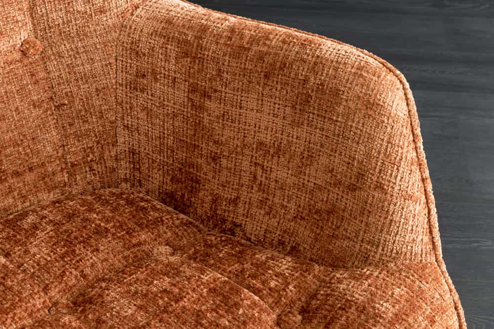 Design Sessel SCANDINAVIA rost braun Chenille Cremona schwarz Metall mit Armlehne