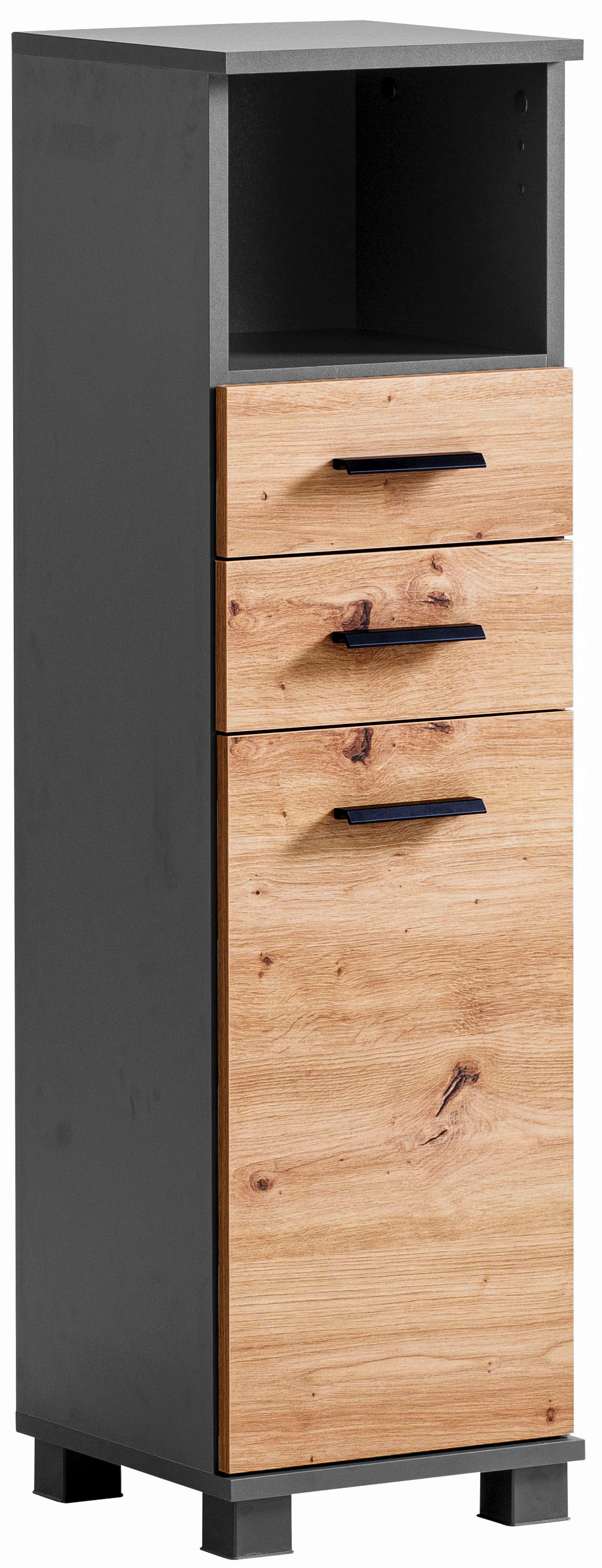 welltime Midischrank »Palermo, Breite 30 cm« Wechselbarer Türanschlag, Metallbeschläge, Teilauszüge