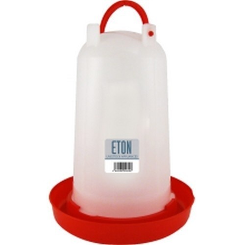 Bebedouro de pássaros de plástico branco e vermelho