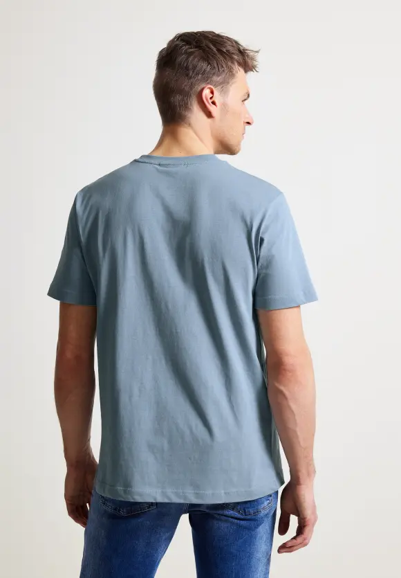 T-Shirt mit Streifenprint - steel blue