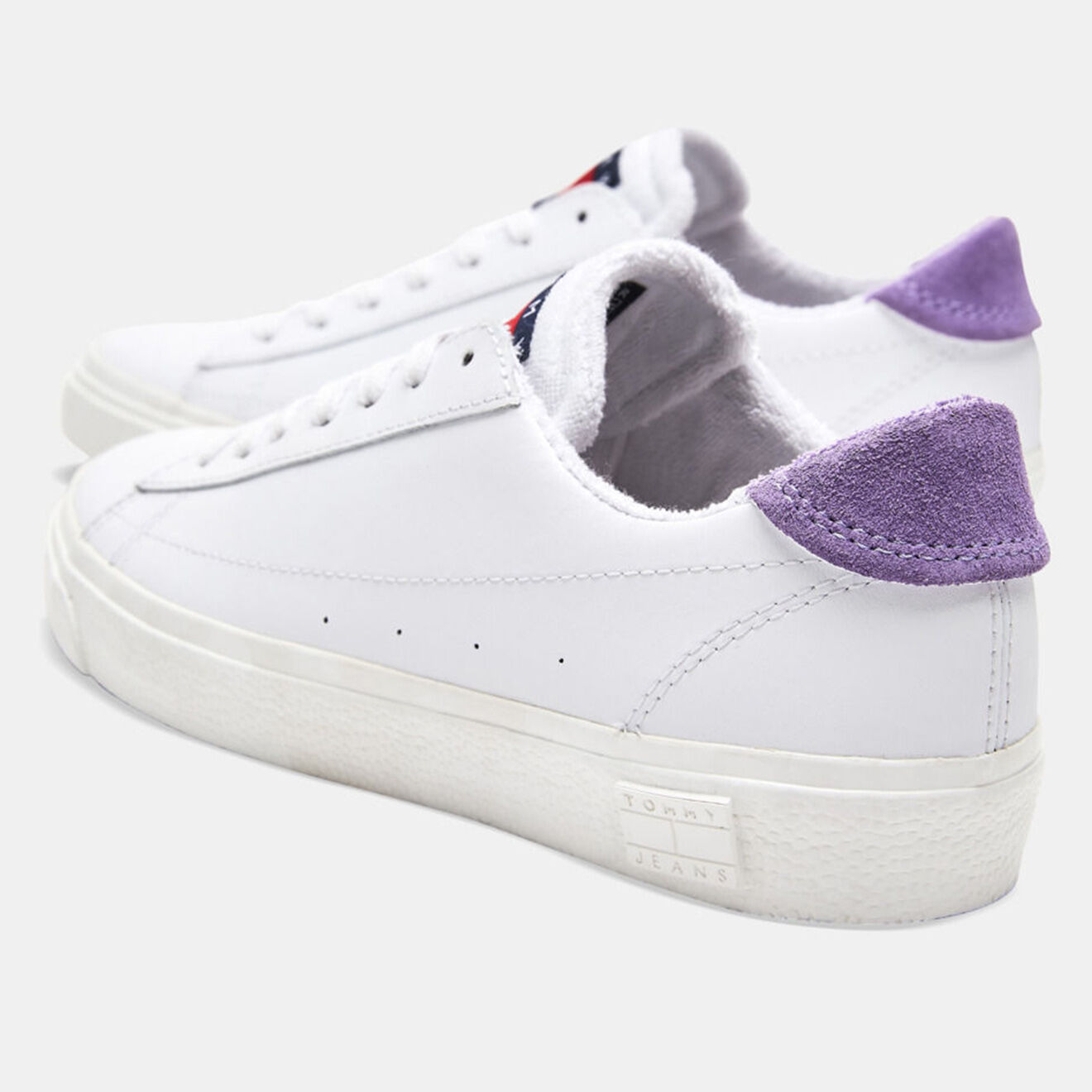 Tommy Jeans Baskets en Cuir blanc/violet
