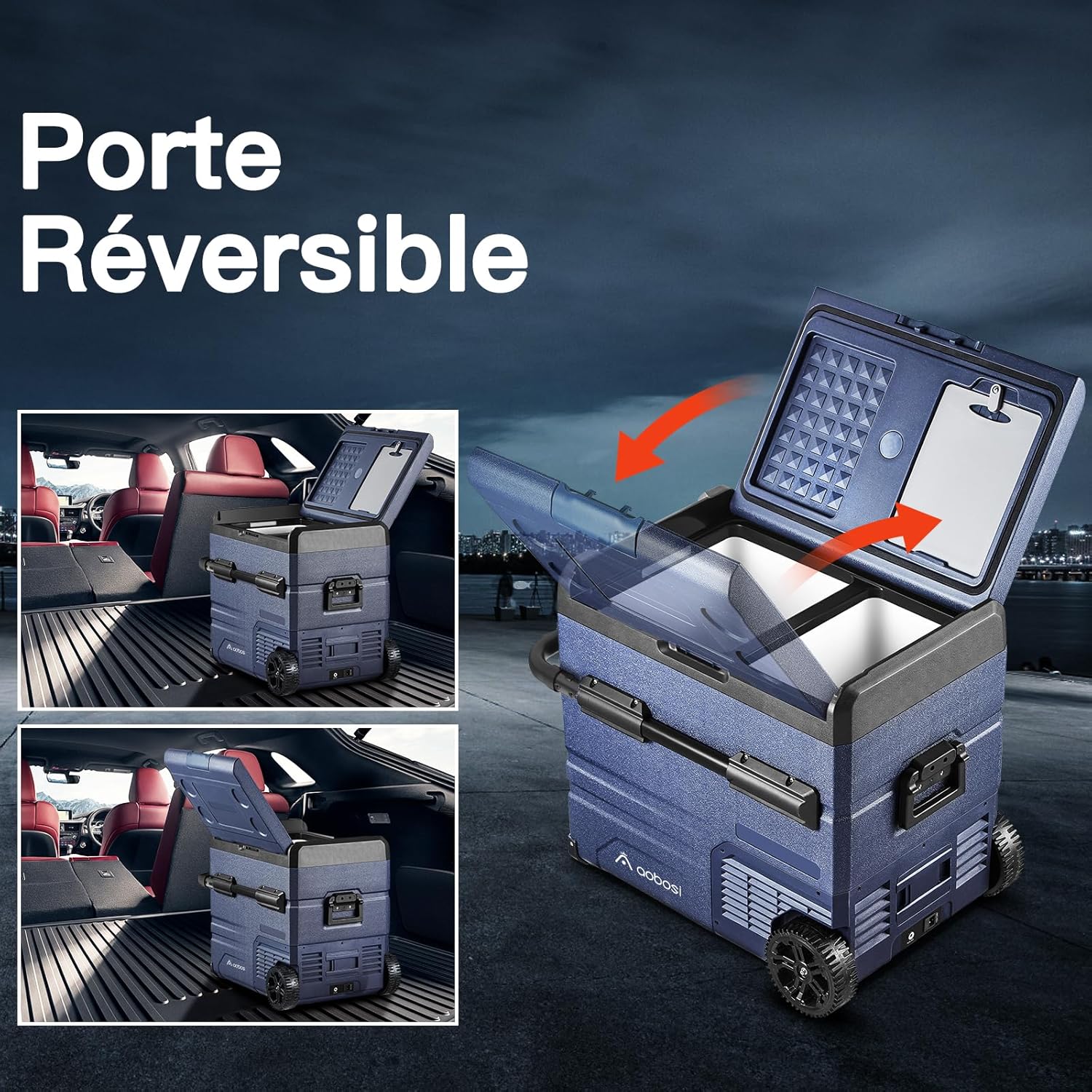 AAOBOSI 115L Glaciere Electrique Double Zone,Glaciere a Compression WiFi APP,12 V/24 V et 100-240 V Frigo Camping, -20 ℃ à 20 ℃, pour Voiture, Camion, Bateau, Camping, Car, Caravanes, Voyageant,Maison