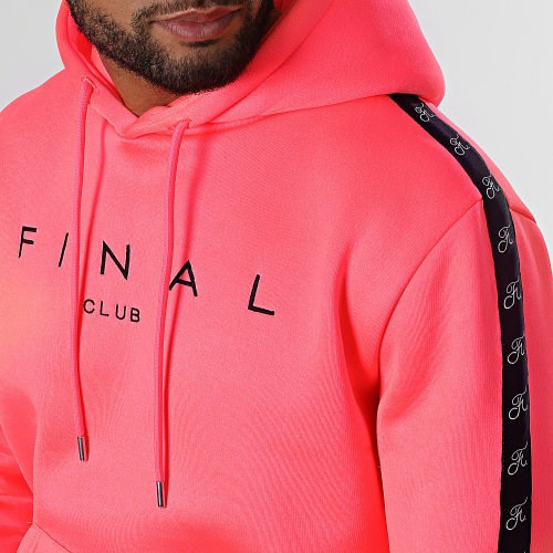 Sweat Capuche A Bandes Avec Broderie 838 Rose Fluo