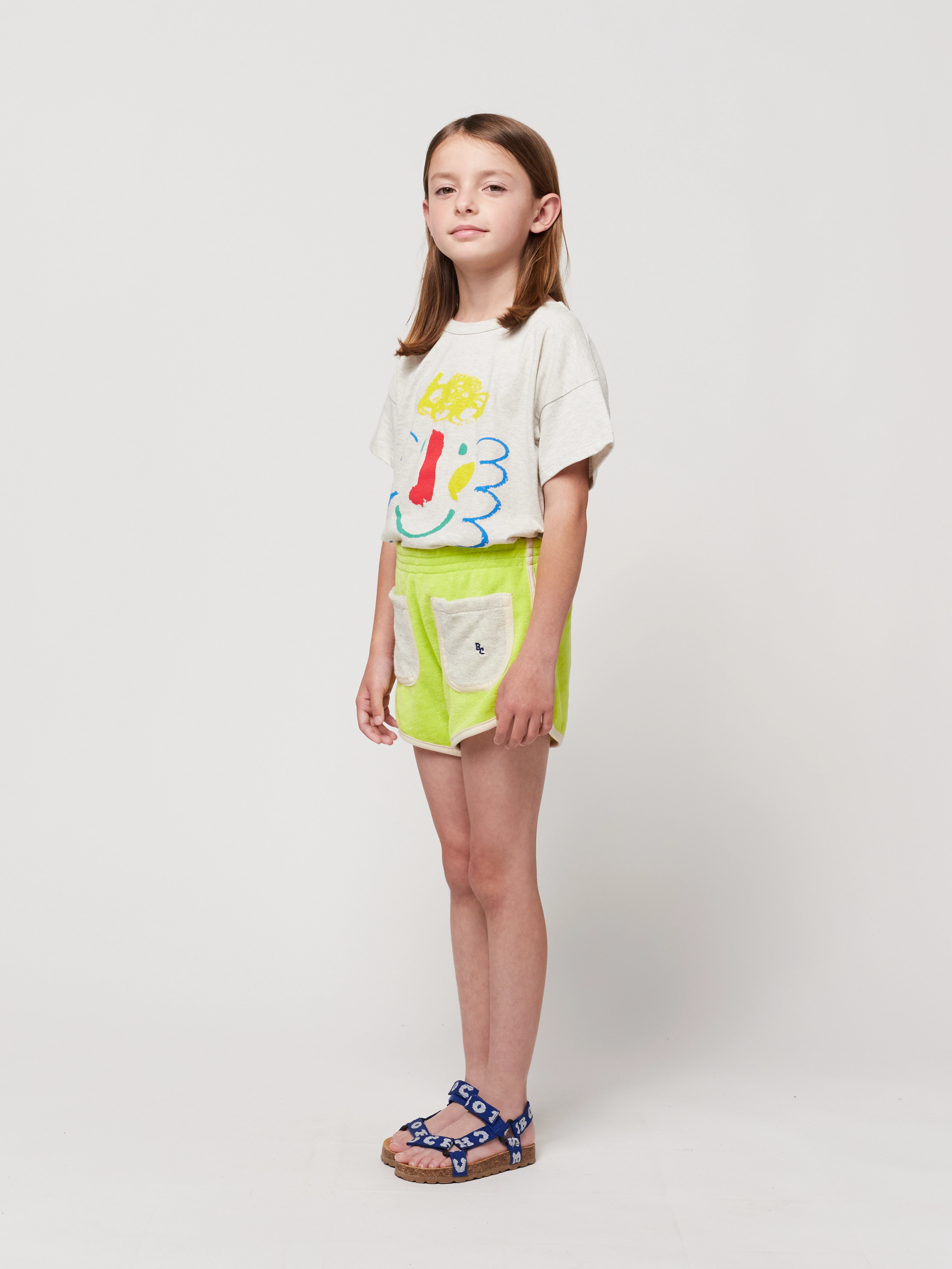 T-Shirt HAPPY MASK in light heather grey