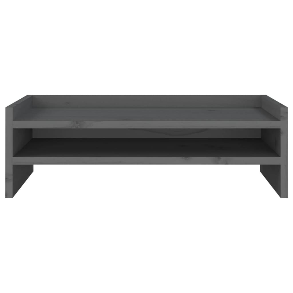 vidaXL Monitorstandaard 50x24x16 cm massief grenenhout grijs
