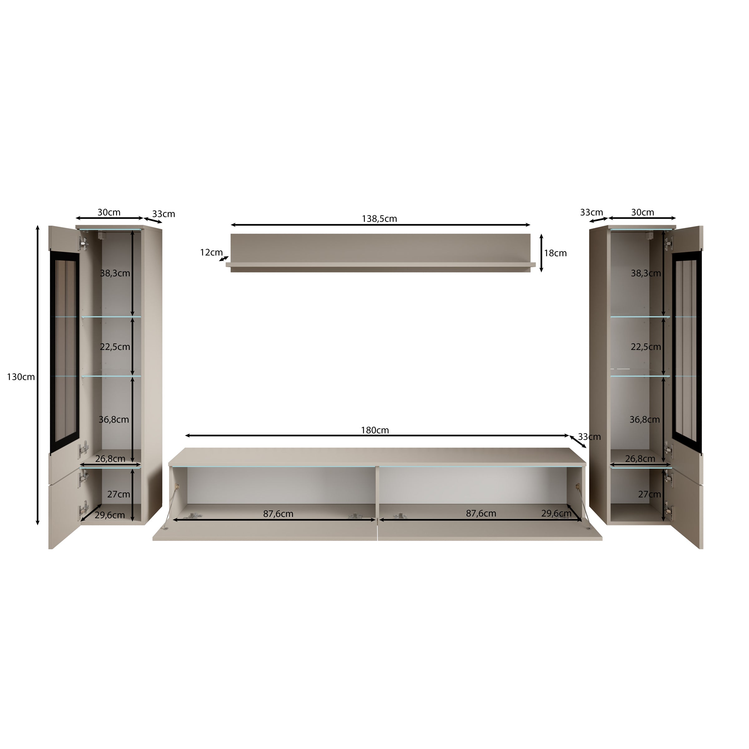 Variety - Wandmeubel - Groen - 180x33x132 cm